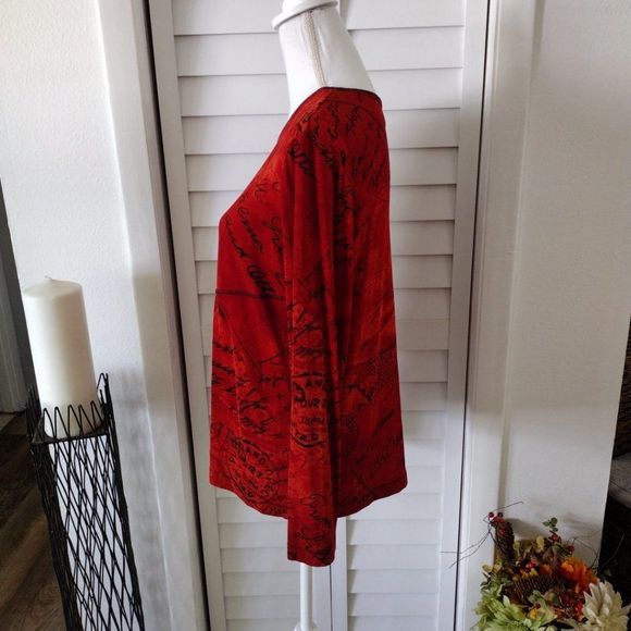 Chico's Travelers Postcard Print long sleeve blouse. Sz. 2 (L/12) - Picture 6 of 7